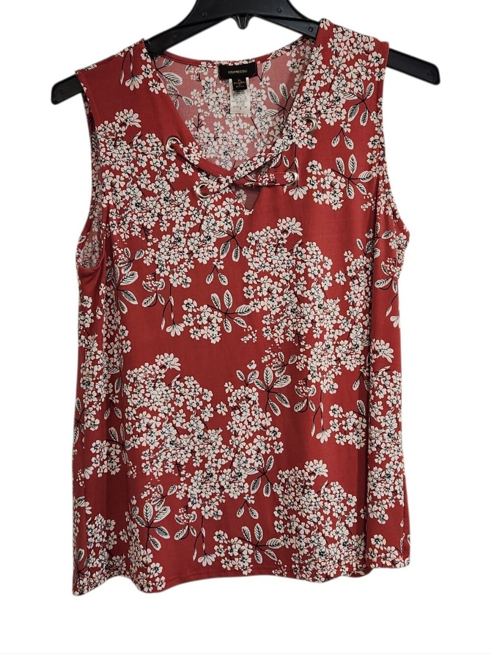 Espresso Womens Sz XL Top Blouse Floral Sleeveless V Neck Boho Chic Casual